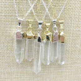 JLN, colgante de columna Circular de cuarzo blanco, tamaño libre, piedra Natural, collar chapado en oro y plata con cadena de latón, regalo para hombres y mujeres