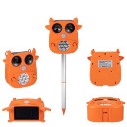 JLT-866 Solar Ultrasone Dierlijke Repeller 7 LED Knipperlicht Beelen Dieren Tuin PIR Sensor Bird Cats Dog Repellent - Groen