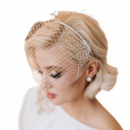 JM21 Black White Headband Veils voor bruids charmante sluier voor bruiloft fascinator vogelcage sluier het gezicht mini -sluier 37yx#
