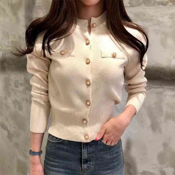 JMPRS Mode Femmes Cardigan Pull Printemps Tricoté À Manches Longues Manteau Court Casual Simple Boutonnage Coréen Slim Chic Dames Top 210907