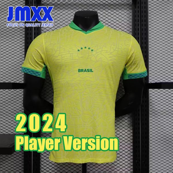 JMXX 2024 Maillots de football de l'équipe nationale du Brésil Vinicius Rodrygo Silva Gabriel Jesus Martinelli Endrick Marquinhos Alison Hommes Andrey Football Shirt Player Version