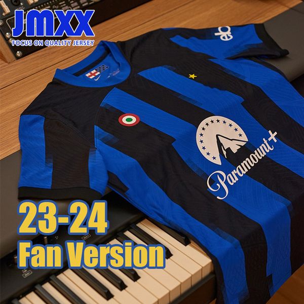 JMXX 23-24 Maglia Inters Milans Jerseys de fútbol Maillot Lukaku Dzeko Lautaro Mens Uniforms Jersey Man Football Shirt 2023 2024 Versión de fanáticos