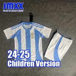 JMXX 24-25 Argentin Child Soccer Jerseys Kit Kid Uniforms Jersey Football Shirt 2024 2025 Top and Short Children Version