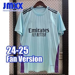 JMXX 24-25 Arsenaol Soccer Jerseys Pré-Match Traning Spécial Hommes Uniformes Jersey Homme Bleu Clair Football Chemise 2024 2025 Version Fan