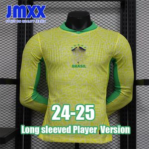 JMXX 24-25 Brazilië Lange mouwen voetballen Jerseys Home Away Pre Match Mens Uniforms Jersey Man voetbalshirt 2024 2025 Player-versie