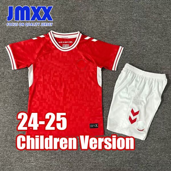 JMXX 24-25 Danmark Child Soccer Jerseys Kit Kid Uniforms Jersey Football Shirt 2024 2025 Top and Short Children Version