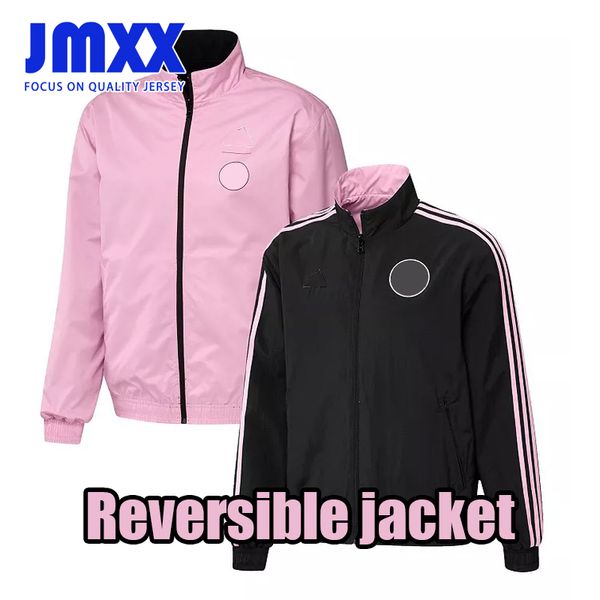 JMXX 24-25 Inter MiamiS Chaqueta especial de fútbol reversible Jerseys Jersey para hombre Hombre Fútbol 2023 2024 Cortavientos Versión de ventilador de manga larga