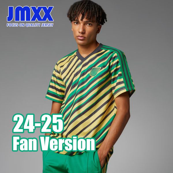 JMXX 24-25 Jerseys de fútbol de Jamaica Pre Match Traning Stripe Uniformes especiales para hombres Jersey Hombre Camiseta de fútbol 2024 2025 Versión para fanáticos