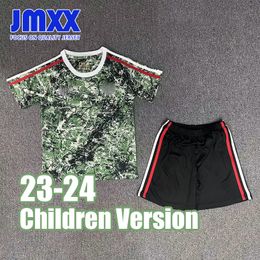 JMXX 24-25 MU Kindervoetbalshirts Kit Stone Roses Co-merkstijlen Kid Uniformen Jersey Voetbalshirt 2024 2025 Top en shorts Kinderversie