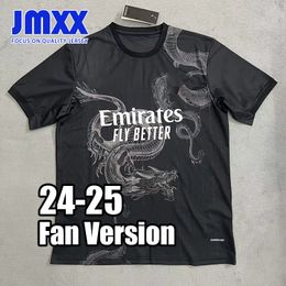 JMXX 24-25 Real Madrids Jerseys de fútbol Black Dragon Matching Pre Match Entrenamiento Especial Edición Mens Uniformes Jersey Man Football Shirt 2024 2025 Versión de fanáticos