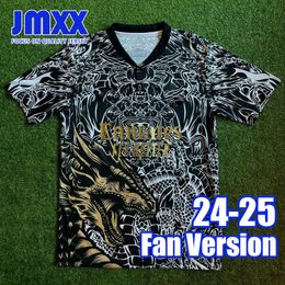 JMXX 24-25 Real Madrids Jerseys de fútbol Black Golden Dragon Matching Prepacy Entrenamiento Especial Edición Mens Uniformes Jersey Man Football Shirt 2024 2025 Versión de fanáticos