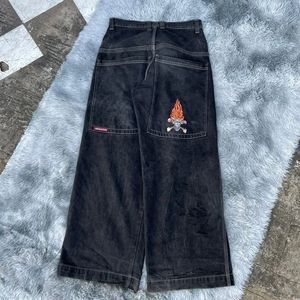 JNCO Baggy Hip Hop Rock Borduren Patroon Mannen Vrouwen 2023 Fashion Streetwear Retro Harajuku Hoge Taille Wijde Pijpen g4