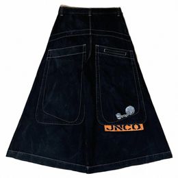 Jnco Baggy Jeans Legpants anchos Harajuku Hip Hop Big Pocket Jeans Y2K para hombre para mujer Punk Rock Gothic Pantalones de cintura alta Streetwear J5hX #