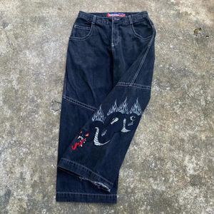 Jnco Baggy Jeans Y2K Low Rise Jeans Men Women Hip Hop Punk Borduurwerk Slouchy Jeans Gothic Print Retro Streetwear 240429