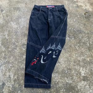 JNCO Baggy Jeans Y2k taille basse hommes femmes Hip Hop Punk broderie ample gothique imprimé rétro Streetwear 240312