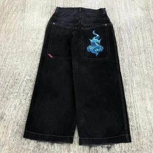 JNCO Baggy Y2K hommes Hip Hop poches bleu Vintage Denim pantalon Harajuku gothique large pantalon Skateboard a9
