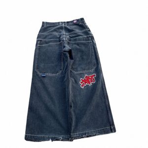 Jnco Classics Marque Lettre Broderie Baggy Jeans Hip Hop Hommes Taille Basse Jambe Droite Denim Pantalon Harajuku Streetwear Pantalon T8cV #
