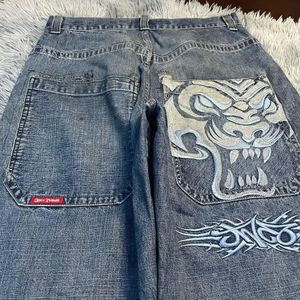 JNCO Borduren Baggy Jeans Mannen Retro Harajuku Mode Hip Hop Rock Streetwear Broek Y2K Casual Wijde Pijpen Denim Broek 240318