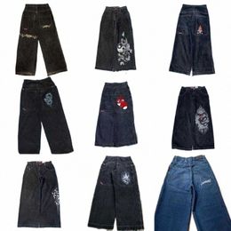 Jnco Jeans graphiques brodés de haute qualité Y2K Hip Hop Baggy Jeans Hommes Femmes Vêtements des années 2000 Esthétique Harajuku Jeans à jambes larges m9bq #
