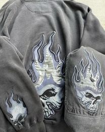 JNCO Sweat à capuche Y2K Retro Hip Hop Skull Graphic Brodery Sweat-shirt surdimensionné pour hommes Punk Rock Gothic Pullover Clothes 240420