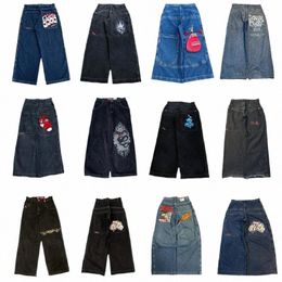 Jnco Jeans Mannen Y2K Stijl Hip Hop Harajuku Geborduurde Retro Denim Broek Streetwear Casual Baggy Hoge Taille Wijde Pijpen broek Nieuwe h2bC #