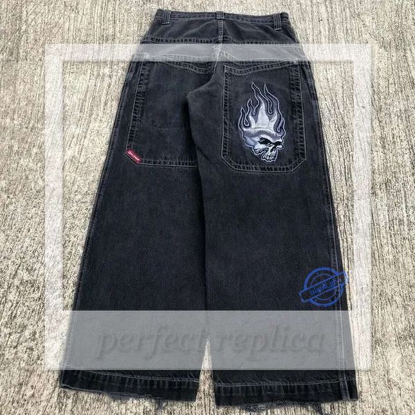 Jnco Jeans Mens Jeans Jnco Y2K Streetwear Hip Hop Guantes de boxeo gráfico Pantalones negros Holfos Hombres Harajuku Gothic ancho pantalón 888