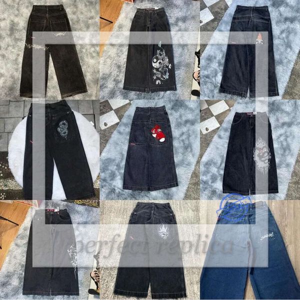 Jnco Jeans Mens Jeans Jnco Y2K Streetwear Hip Hop Guantes de boxeo gráfico Pantalones negros holgados Hombres Harajuku Gothic ancho pantalón 808