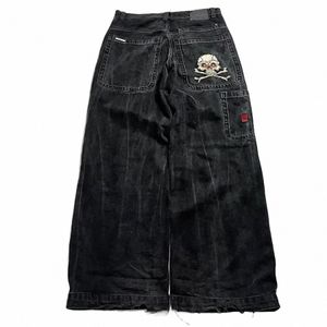 jnco Jeans Nieuwe Harajuku Hip Hop Retro Schedel Grafische Geborduurde Baggy Denim Broek Y2K Mannen Vrouwen Goth Hoge Taille Brede Broek j596 #