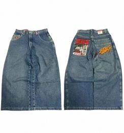 Jnco Jeans Nouveau Y2K Harajuku Hip Hop Lettre Brodée Vintage Baggy Jeans Denim Pantalon Hommes Femmes Goth Taille Haute Pantalon Large l8mB #