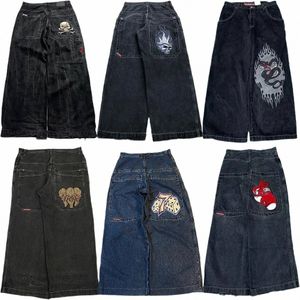 jnco Jeans Nieuwe Y2K Vrouwen baggy Jeans Hoge Kwaliteit Geborduurde Streetwear Hip Hop Hoge Taille Jeans Vintage Heren Wijde Pijpen broek F0Jh #