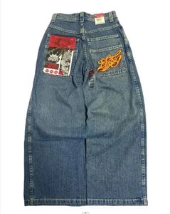 JNCO Jeans Y2K Harajuku Hip Hop Lettre Brodée Vintage Baggy Denim Pantalon Hommes Femmes Goth Taille Haute Pantalon Large 240305