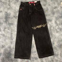 JNCO Jeans Y2k Hip Hop Grafische Print Gothic Zwarte Baggy Jeans Retro Broek Mannen Vrouwen Street chic Hoge Taille Wijde Pijpen Broek 240123