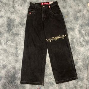 JNCO Jeans Y2k Hip Hop imprimé graphique gothique noir Baggy rétro pantalon hommes femmes Streetwear taille haute pantalon large 240124