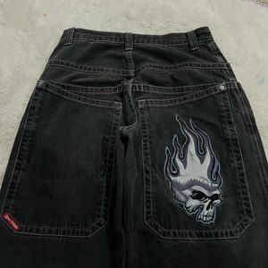 JNCO Jeans Y2K Hip Hop crâne graphique Baggy pantalon noir hommes Punk Rock gothique taille haute pantalon large Streetwear 240311 240320