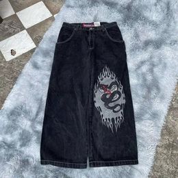 JNCO Jeans Y2K Hommes Hip Hop Dés Graphique Brodé Baggy Jeans Rétro Bleu Pantalon Harajuku Gothique Taille Haute Pantalon Large a4