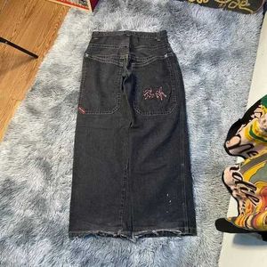 JNCO Jeans Y2K Mens Hip Hop Dice Dice Graphic Broidered Baggy Jeans Retro Blue Pantal