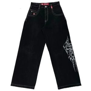 JNCO Jeans Y2K Mens Hip Hop Dice Graphic Broidered Baggy Jeans Retro Blue Pantal