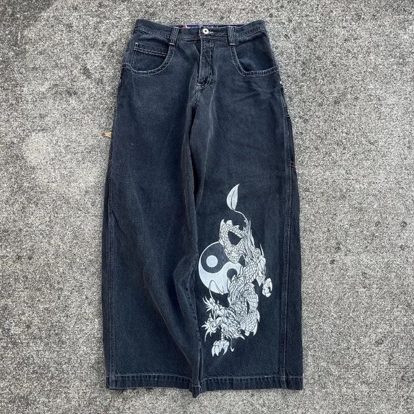 JNCO hommes vêtements Y2K Vintage baggy jeans Dragon imprimé graphique Harajuku gothique streetwear femmes Hip Hop jambe large 240311