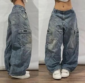 Jnco retro jeans y2k Harajuku High Street Hip Hop Pocket Losse jeans voor mannen en vrouwen Gothic High Taille Denim -broek 240409