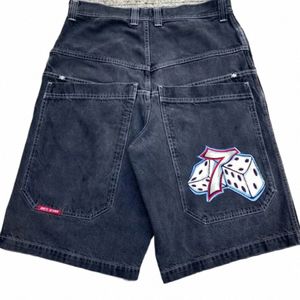 Jnco Shorts Y2K Harajuku Hip Hop Lucky Dice Grafische Print Retro Baggy Denim Gym Shorts Gothic Mannen Basketbal Shorts streetwear Y6LU #