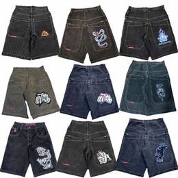 Jnco Shorts Y2K Hip Hop Pocket Baggy Denim Gym Shorts Mannen Vrouwen 2023 Zomer Nieuwe Harajuku Gothic Mannen Basketbal Shorts streetwear B5VU #