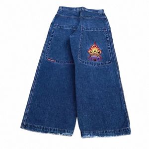 Jnco Y2K baggy jeans hommes vêtements broderie graphique vintage gothique streetwear hip hop harajuku hommes femmes fi jeans larges S4Is #