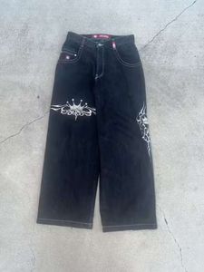 JNCO Y2K Hip Hop rétro brodé Baggy jean pantalon noir hommes femmes nouveau Haruku gothique taille haute pantalon large