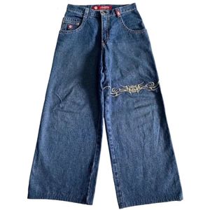 JNCO Y2K Jeans voor Mannen Hip Hop Grafische Baggy Retro Blue Jeans Broek Harajuku Hoge Taille Wijde Pijpen Broek streetwear 240131