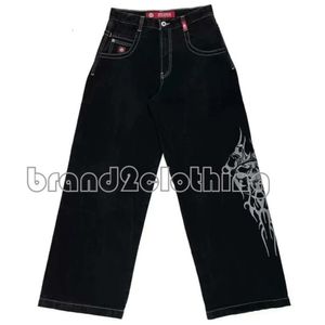 Jeans masculins Jnco Y2K pour hommes Hip Hop Dice Graphic Broidered Baggy Jeans Retro Blue Pantal