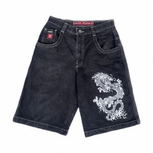 jnco Y2K Shorts heren Harajuku Hip Hop Chinese Drag Grafische Afdrukken Baggy Denim Gym Shorts Nieuwe Gothic Mannen Basketbal Shorts k0KX #