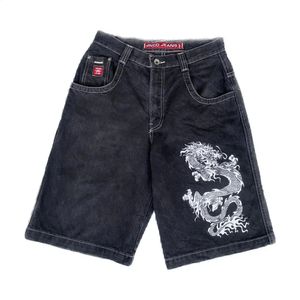 Jnco Y2K Shorts Mens Harajuku Hip Hop Chinese Dragon Graphic Druk Baggy denim Gym Gothic Men Basketball 240323