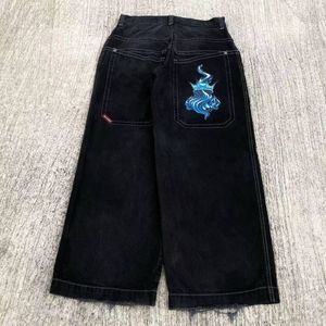 JNCO Y2K Streetwear Men kleding Baggy jeans hiphop hoogwaardige geborduurd patroon zwarte jeans vrouwen goth brede been winter01 921