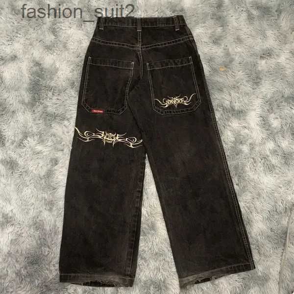 JNCO Y2k Streetwear Jeans pour hommes Jeans de créateur pour hommes Mode Hip Hop Gants de boxe Imprimé graphique Baggy Pantalon noir Harajuku Pantalon large gothique 14 CXKZ