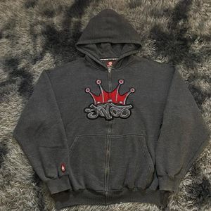 JNCO Y2K Style Zip Up Hoodies Men Broderie Hip Hop Overshipt Sweatshirt Femmes Vêtements rétro décontractés Harajuku Streetwear 240410